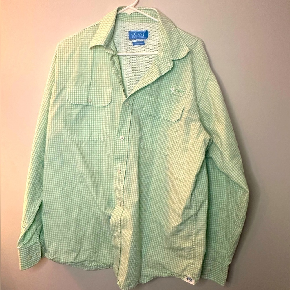 Green plaid Pawleys Island Coast men’s button down shirt